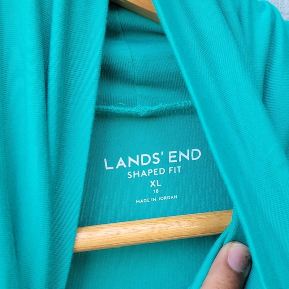 Lands End Skimmer Turtleneck Shaped Fit Cotton Modal sz XL Teal Seafoam - Picture 4 of 9